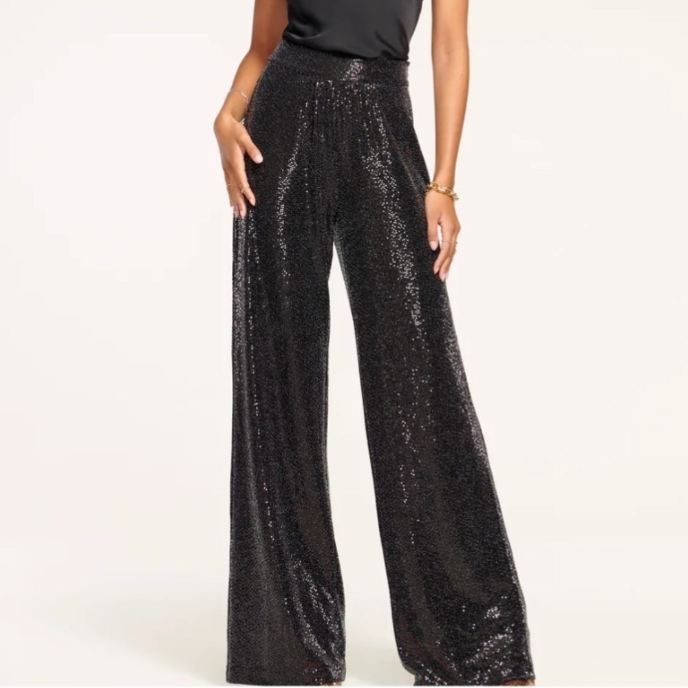 Ramy Brook- NWT Black Sequin Christine Widleg Pants